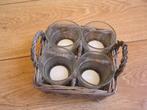 mandje met glaasjes voor theelichtjes kaarsen lichtjes nieuw, Overige materialen, Ophalen of Verzenden, Zo goed als nieuw, Kandelaar