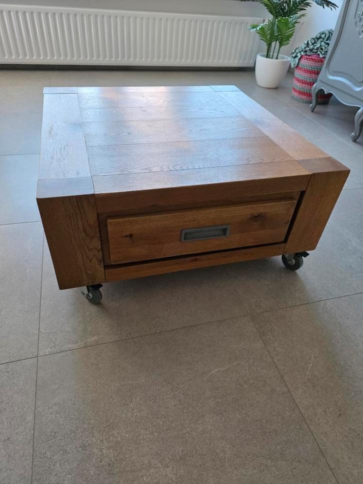 Salontafel hout van merk Henzers & Hazel, afm. 80Lx80Bx39H, Huis en Inrichting, Tafels | Salontafels, Gebruikt, Minder dan 50 cm