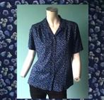 Vintage originele jaren 70 blouse donkerblauw maat 40, Gedragen, Blauw, Maat 38/40 (M), Vintage