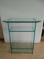 Solide glazen bijzettafeltje en/of open vitrinekastje € 20, Minder dan 55 cm, Gebruikt, Glas, Rechthoekig