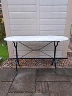 Antieke tuintafel met marmeren blad., Ophalen, Gebruikt