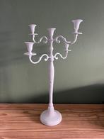 Stijlvolle witte metalen kandelaar – 5-armig, Ophalen, 50 tot 75 cm, Wit, Zo goed als nieuw