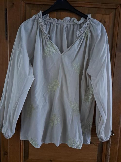 Mooie blouse met bladprint (44/46/XXL), Kleding | Dames, Blouses en Tunieken, Zo goed als nieuw, Zwart, Verzenden