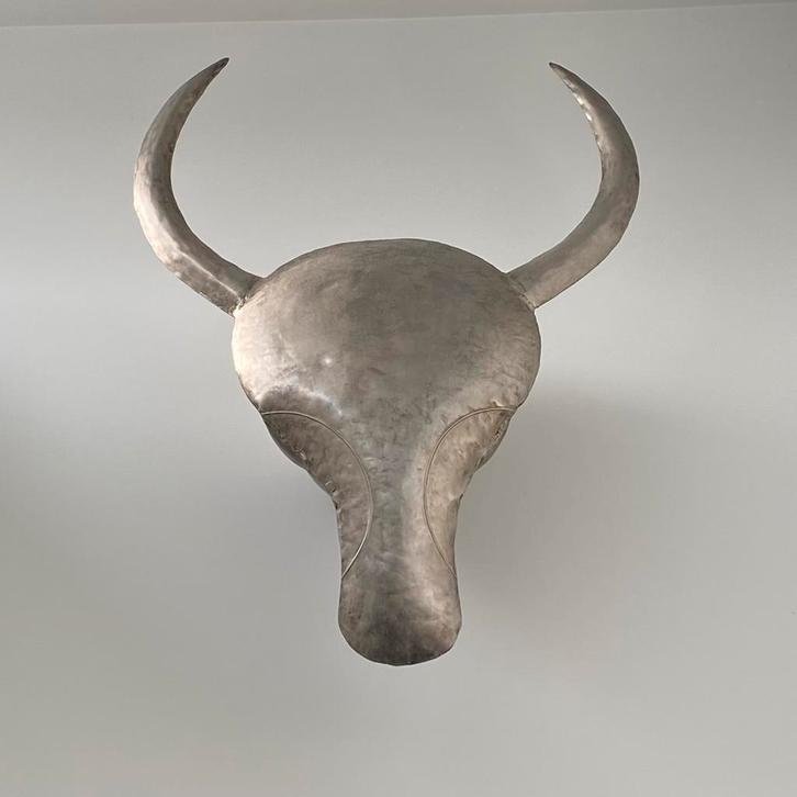 Stierenkop van alum. ongeveer 60 hoog en breed, Huis en Inrichting, Woonaccessoires | Overige, Zo goed als nieuw, Ophalen of Verzenden
