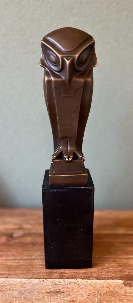 Bronzen Art-Deco stijl uil., Antiek en Kunst, Kunst | Beelden en Houtsnijwerken, Ophalen of Verzenden