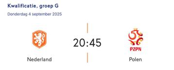 Tickets Nederland - Polen WK-kwalificatie 4 september beschikbaar voor biedingen