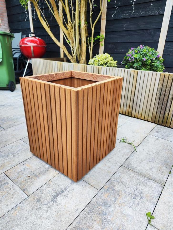Houten Plantenbak van mooie ayous planken, Tuin en Terras, Bloembakken en Plantenbakken, Nieuw, Hout, Balkon, Tuin, 60 cm of meer