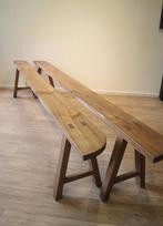 Set antieke Franse kersenhouten banken 251 cm, Ophalen of Verzenden