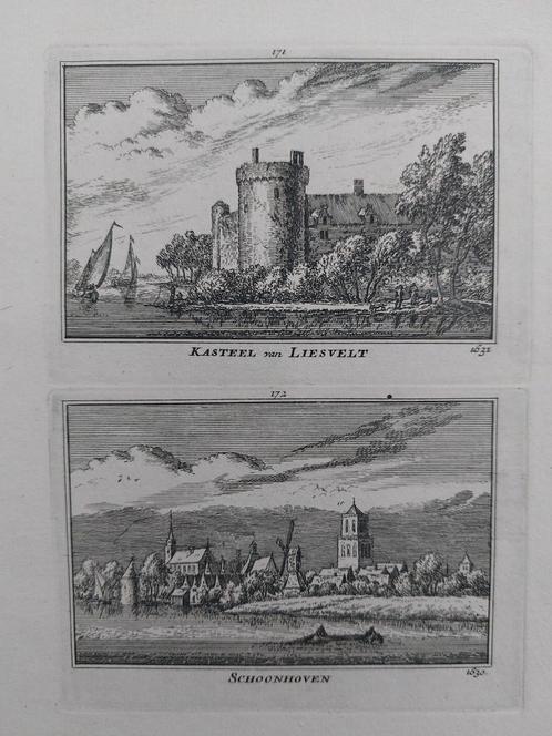 171-172 / Kasteel Liesvelt - Liesveld & Schoonhoven, Antiek en Kunst, Kunst | Etsen en Gravures, Ophalen of Verzenden