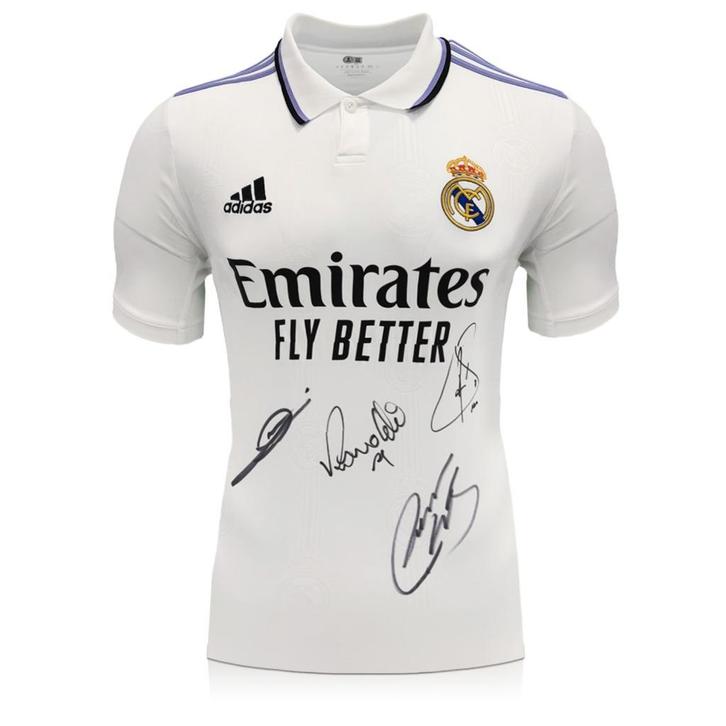 Zidane, Ronaldo ,Carlos & Raul Gesigneerd Real Madrid shirt, Verzamelen, Sportartikelen en Voetbal, Nieuw, Shirt, Buitenlandse clubs
