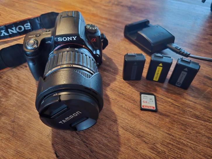 Sony A55 Alpha55 spiegelreflex camera met toebehoren, Audio, Tv en Foto, Fotocamera's Digitaal, Gebruikt, Spiegelreflex, Sony