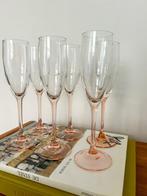 6x vintage Luminarc Franc champagne glazen roze voet, Ophalen of Verzenden, Zo goed als nieuw, Overige typen