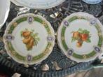 5 aparte ontbijtbordjes met fruit afbeelding en roze roosjes, Ophalen of Verzenden