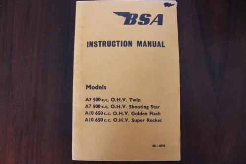 BSA A7 A10 1971 motorycle instruction manual, Motoren, Handleidingen en Instructieboekjes, Overige merken, Ophalen of Verzenden