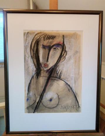 Jean-Henri BROSSAT  Gouache   titel : “ FEMME 1996 " beschikbaar voor biedingen