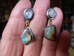 Zilver Goud handgesmede Oorhangers Maansteen Opaal NIEUW, Hangers, Verzenden, Nieuw, Met edelsteen