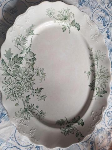 Antiek Bord met Bloemmotief, groot serveerbord. beschikbaar voor biedingen