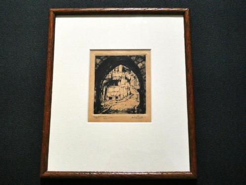 Originele ets Anton Pieck, Poortje Hildesheim 12/50 gesign., Antiek en Kunst, Kunst | Etsen en Gravures, Ophalen of Verzenden