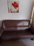 Te koop donkerbruin leren bankstel, Huis en Inrichting, Ophalen, Gebruikt, 75 tot 100 cm, Leer