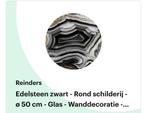 Edelsteen Zwart Rond Schilderij - Ø 50cm, Huis en Inrichting, Ophalen of Verzenden, Nieuw