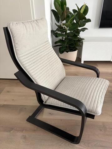 IKEA POANG POÄNG Fauteuil zwartbruin/Knisa lichtbeige beschikbaar voor biedingen