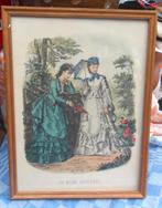oude prent/ oude modeprent uit Frankrijk/ mode illustree, Gebruikt, Klederdracht, Ophalen of Verzenden, Voor 1940