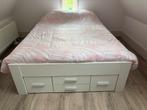 Opbergbed Butiken met 6 laden 140x200 wit, Ophalen, Strak, Wit, 140 cm