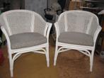 Webbing fauteuils twee stuks wit, Huis en Inrichting, Fauteuils, Ophalen, Riet of Rotan, Minder dan 75 cm, Zo goed als nieuw
