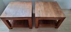 2 stevige teak houten salontafels., Ophalen, Gebruikt, 50 tot 100 cm, Vierkant