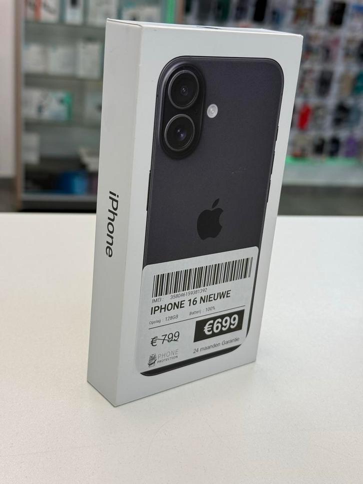 iPhone 16 – 128GB – NIEUW in doos – Garantie – €699, Telecommunicatie, Mobiele telefoons | Apple iPhone, Nieuw, 128 GB, Zwart
