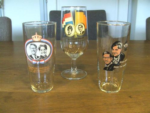 Glazenset prinses Margriet en Pieter van Vollenhoven, Verzamelen, Glas en Borrelglaasjes, Zo goed als nieuw, Bierglas, Ophalen of Verzenden