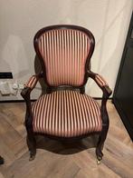 Antieke gestreepte fauteuil, Ophalen of Verzenden