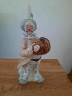 Vintage beeldje van 3 gezichten clown met bekkens 26 cm hoog, Verzamelen, Beelden en Beeldjes, Ophalen of Verzenden, Zo goed als nieuw