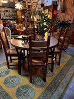 18) Set van 4 eiken brutalist eetkamerstoelen., Huis en Inrichting, Stoelen, Ophalen, Gebruikt, Bruin, Vier