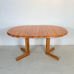 Ovaal uitschuifbare grenen eettafel in Deense stijl, Huis en Inrichting, Tafels | Eettafels, 100 tot 150 cm, Vintage, Ophalen of Verzenden