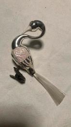 Vintage antieke kerstbal, vogeltje zwaan zilver, Diversen, Kerst, Ophalen of Verzenden, Zo goed als nieuw