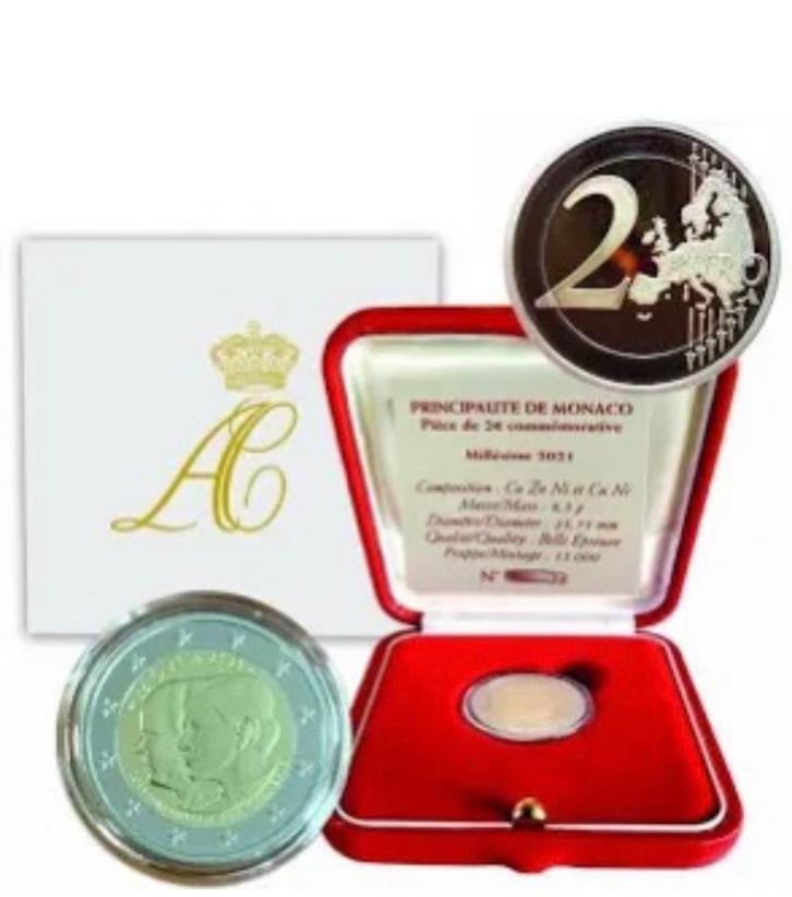 2 euro Monaco “10 jaar Huwelijk Albert Charlene’’ Proof 2021, Postzegels en Munten, Munten | Europa | Euromunten, 2 euro, Monaco
