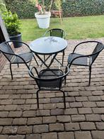 4 lichte tuinstoelen met opklapbare tafel., Tuin en Terras, Tuinstoelen, Ophalen, Zo goed als nieuw, Kunststof