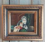 Schilderij poes,poezen,kat,katten,kittens in lijst, Antiek en Kunst, Kunst | Schilderijen | Klassiek, Ophalen of Verzenden