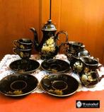 Set mokka - koffie - thee servies compleet porselein zwart, Antiek en Kunst, Antiek | Servies compleet, Ophalen of Verzenden
