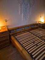 Gezellig bamboebed met nachtkastjes, ladekast & boekenkastje, Huis en Inrichting, Slaapkamer | Bedden, Ophalen, Gebruikt, Bruin