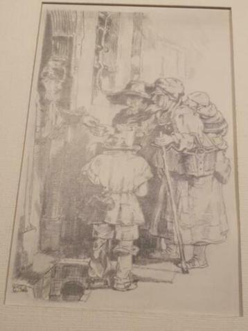 Tekening Erzsébet Tóth naar Rembrandt bedelaarsfamile beschikbaar voor biedingen