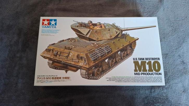 Tamiya 35350 M10 Tank Destroyer Model, Hobby en Vrije tijd, Modelbouw | Auto's en Voertuigen, Nieuw, Tank, 1:32 tot 1:50, Tamiya