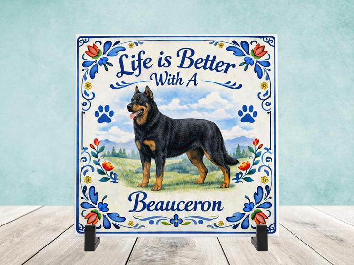 Life is Better With a Beauceron - Tegel, Huis en Inrichting, Woonaccessoires | Tekstborden en Spreuken, Nieuw, Verzenden