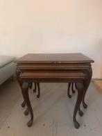 Set van drie bijzettafels - nesttafels - antiek - hout, Huis en Inrichting, Tafels | Bijzettafels, Minder dan 55 cm, Gebruikt