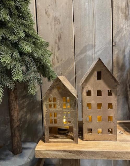 Metalen huisjes voor theelicht gold, Diversen, Kerst, Nieuw, Ophalen of Verzenden