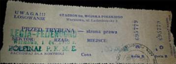 Ticket Gezocht: Legia Warschau - Feyenoord (1 april 1970) beschikbaar voor biedingen
