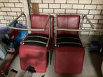 Leren eetkamer stoelen. Kleur: Bordeaux rood., Huis en Inrichting, Stoelen, Ophalen, RVS onderstel., Zo goed als nieuw, Metaal