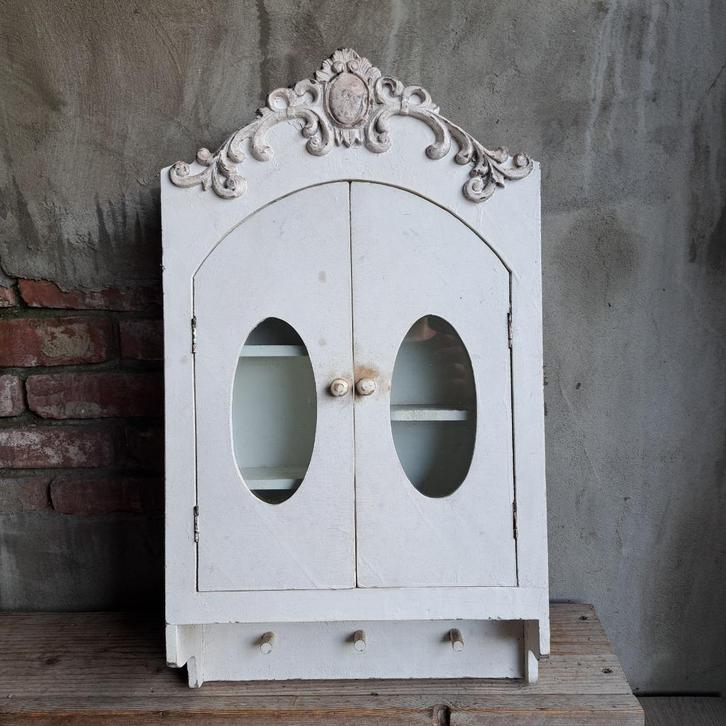 Landelijk wit houten muurkastje wandkastje kastje *Etage3*, Huis en Inrichting, Woonaccessoires | Overige, Gebruikt, Ophalen of Verzenden