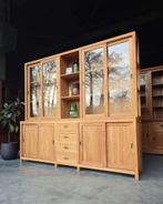 Grote vintage schoolkast | Open, glazen zijkanten |  #2480, Niet ingevuld, Gebruikt, Met deur(en), 200 cm of meer